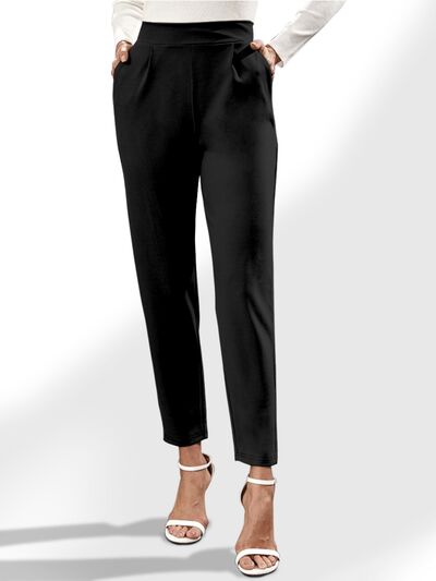 High Waist Straight Pants with Pockets - Body By J'ne