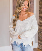 Frayed Hem Dropped Shoulder Sweater - Body By J'ne