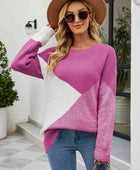 Color Block Round Neck Sweater - Body By J'ne