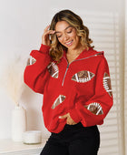 Sequin Football Patch Hal-Zip Hoodie - Body By J'ne