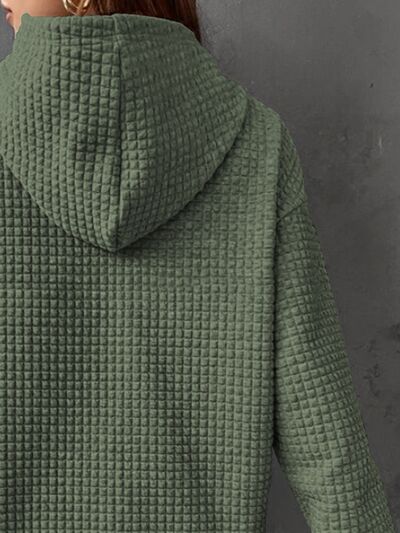 Full Size CHEERS Waffle-Knit Drawstring Hoodie - Body By J'ne