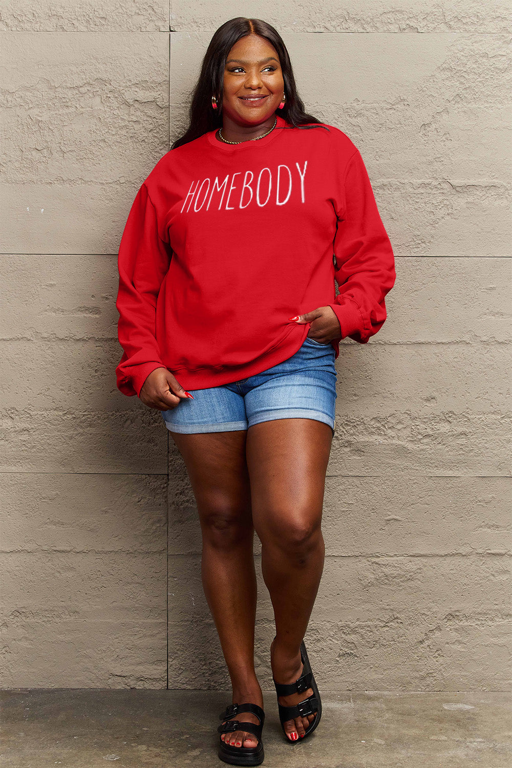 Full Size HOMEBODY Graphic Sweatshirt - Body By J'ne