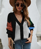 Contrast Button Front V-Neck Cardigan - Body By J'ne