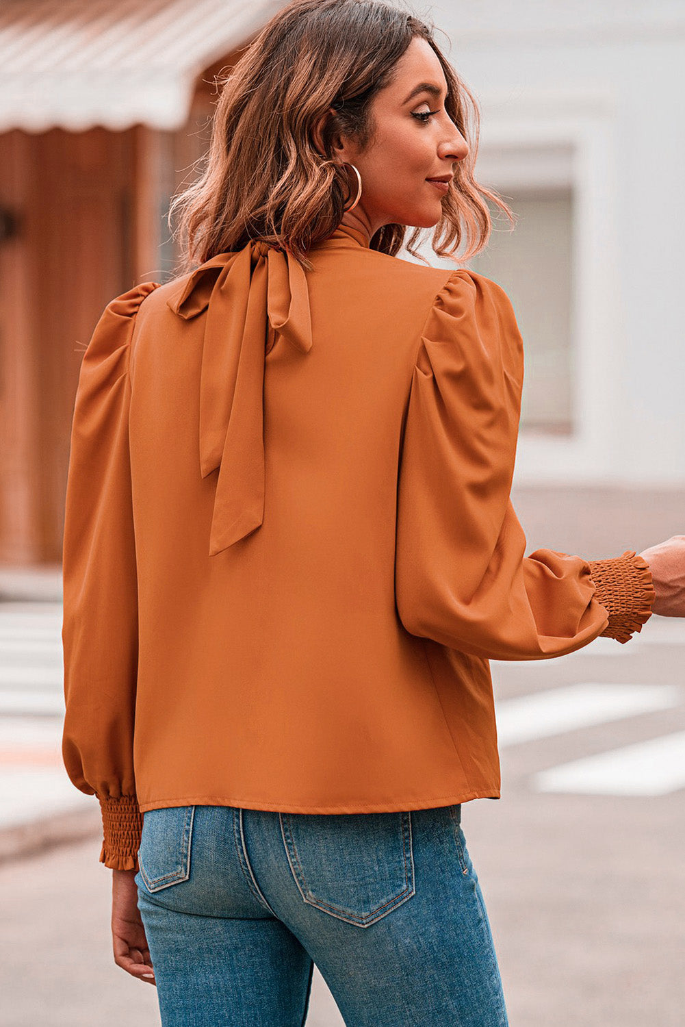 Mock Neck Puff Sleeve Blouse - Body By J'ne