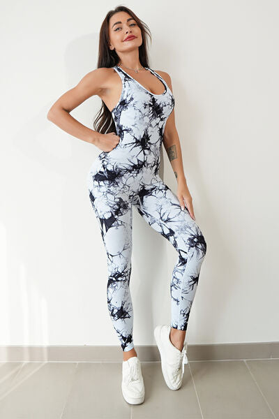 Printed Crisscross Wide Strap Jumpsuit - Body By J'ne