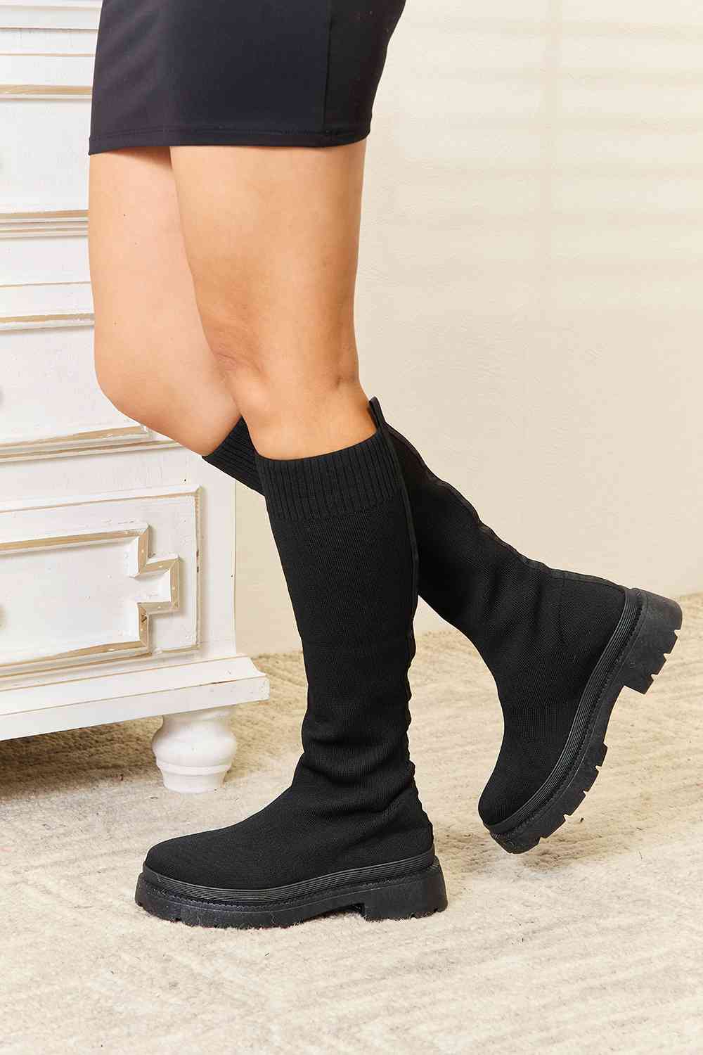 Knee High Platform Sock Boots - Body By J'ne