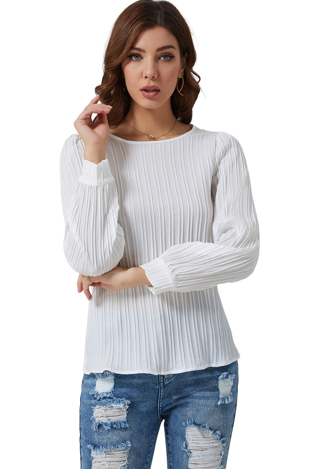 Ribbed Round Neck Long Sleeve Top - Body By J'ne