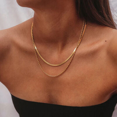 18K Gold-Plated Double-Layered Necklace - Body By J'ne