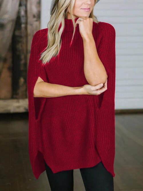 Turtleneck Slit Sweater - Body By J'ne
