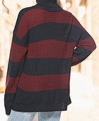 Striped Turtleneck Long Sleeve Sweater - Body By J'ne