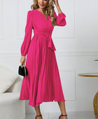 V-Neck Long Sleeve Tie Waist Midi Dress - Body By J'ne