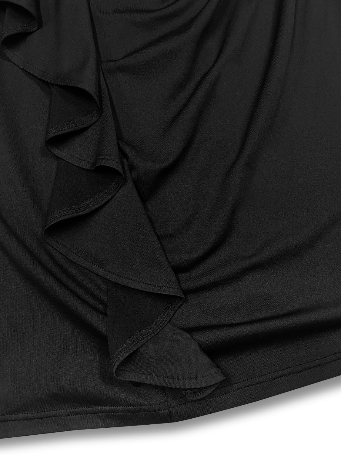 Plus Size Ruffle Trim Round Neck Long Sleeve Dress - Body By J'ne