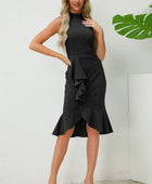 Ruffled Grecian Neck Dress - Body By J'ne