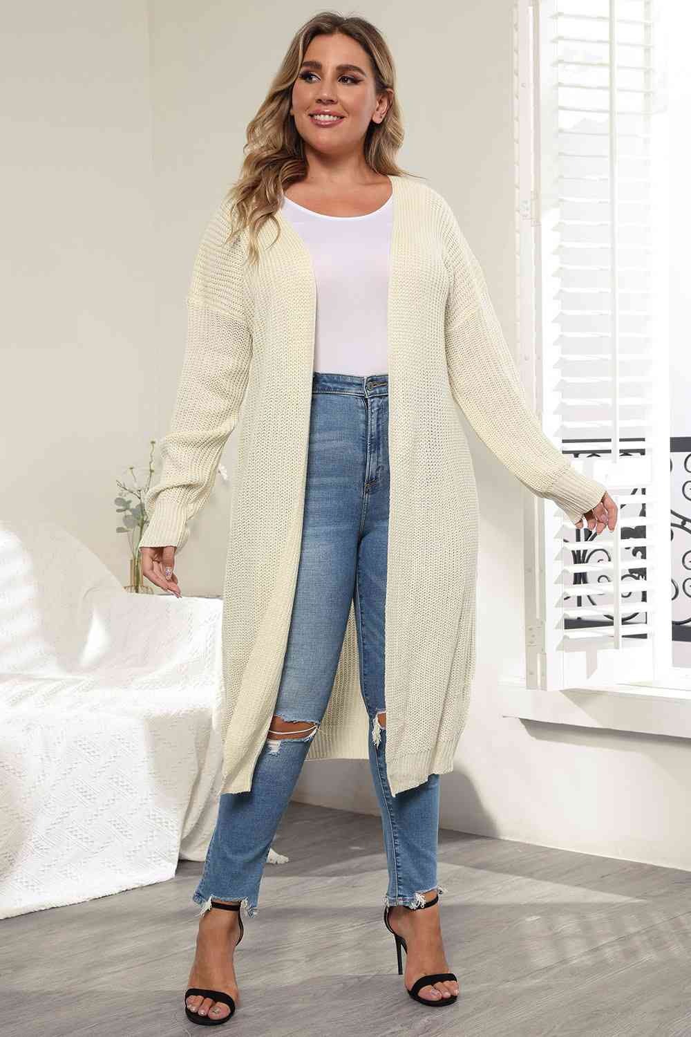 Plus Size Open Front Long Sleeve Cardigan - Body By J'ne