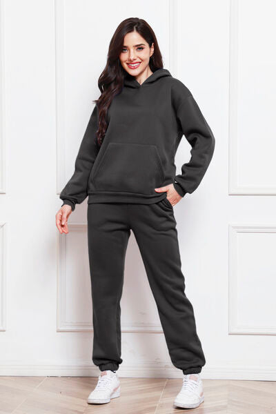 Drop Shoulder Long Sleeve Hoodie and Pants Set - Body By J'ne
