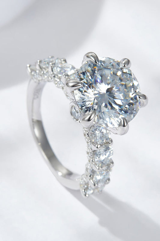 3-Carat Moissanite Platinum-Plated Side Stone Ring - Body By J'ne