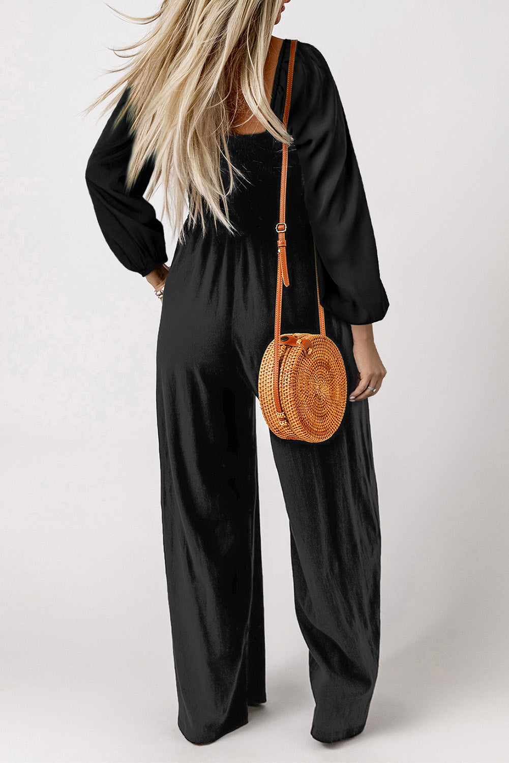 Square Neck Raglan Sleeve Jumpsuit with Pocket - Body By J'ne