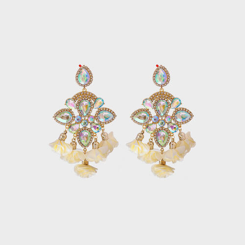 Flower Shape Rhinestone Alloy Dangle Earrings - Body By J'ne