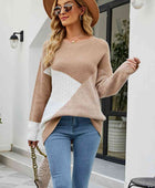 Color Block Round Neck Sweater - Body By J'ne