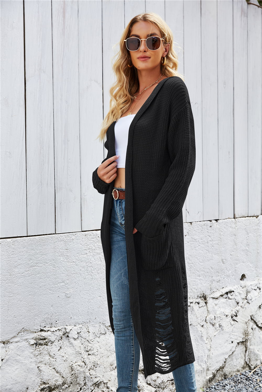 Open Front Long Sleeve Hooded Cardigan - Body By J'ne