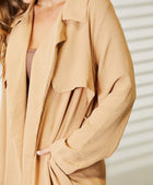 Full Size Tied Trench Coat with Pockets - Body By J'ne