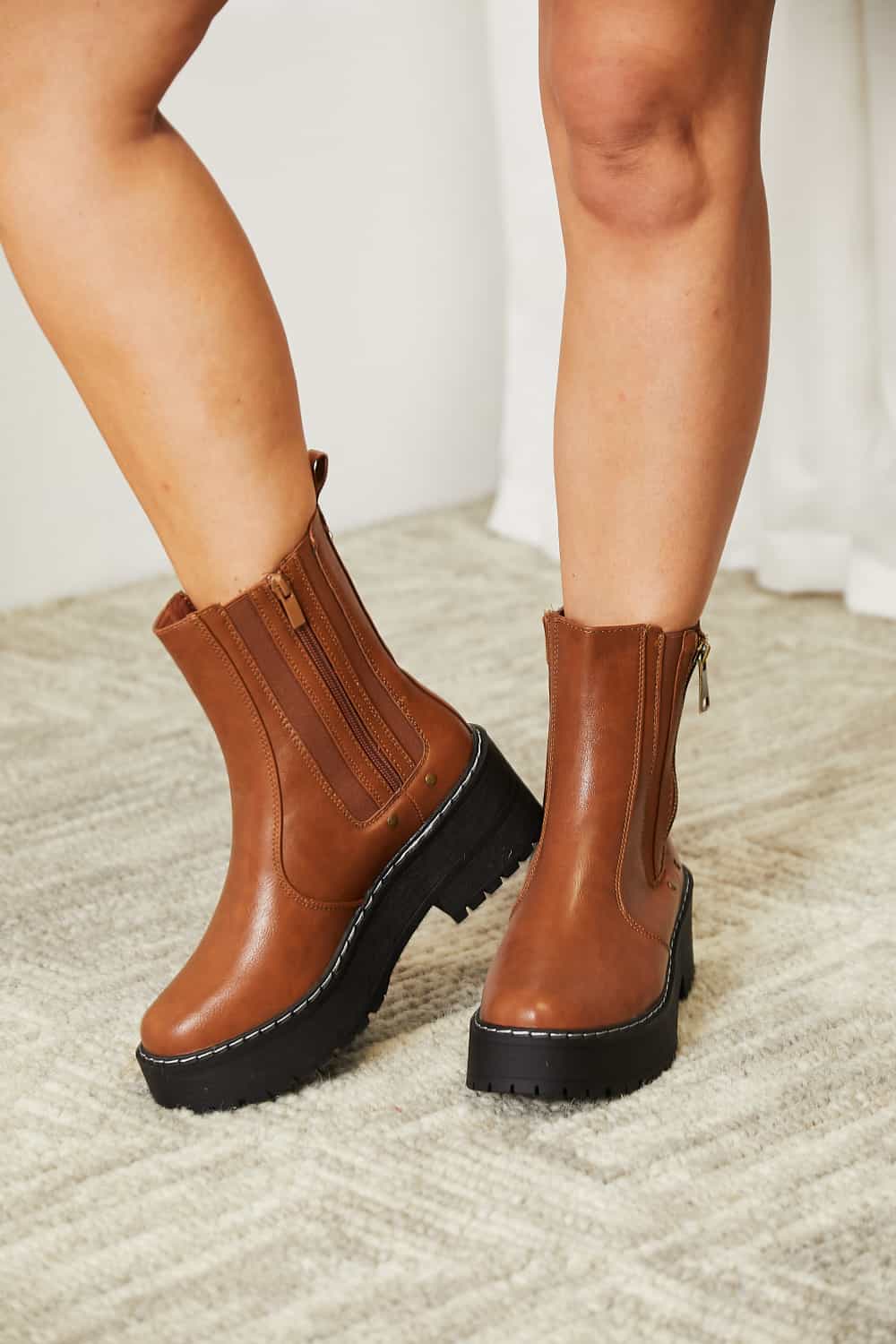 In too Deep Side Zip Platform Boots - Body By J'ne