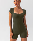 Square Neck Cap Sleeve Active Romper - Body By J'ne