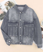 Button Up Dropped Shoulder Denim Jacket with Pockets - Body By J'ne