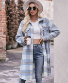 Plaid Dropped Shoulder Slit Coat - Body By J'ne