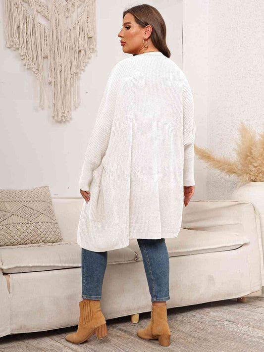 Plus Size Open Front Cardigan With Pockets - Body By J'ne