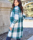 Full Size Plaid Button Up Lapel Collar Coat - Body By J'ne