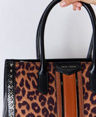 David Jones Leopard Contrast Rivet Handbag - Body By J'ne