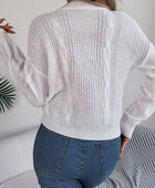 Cable-Knit Buttoned Round Neck Sweater - Body By J'ne