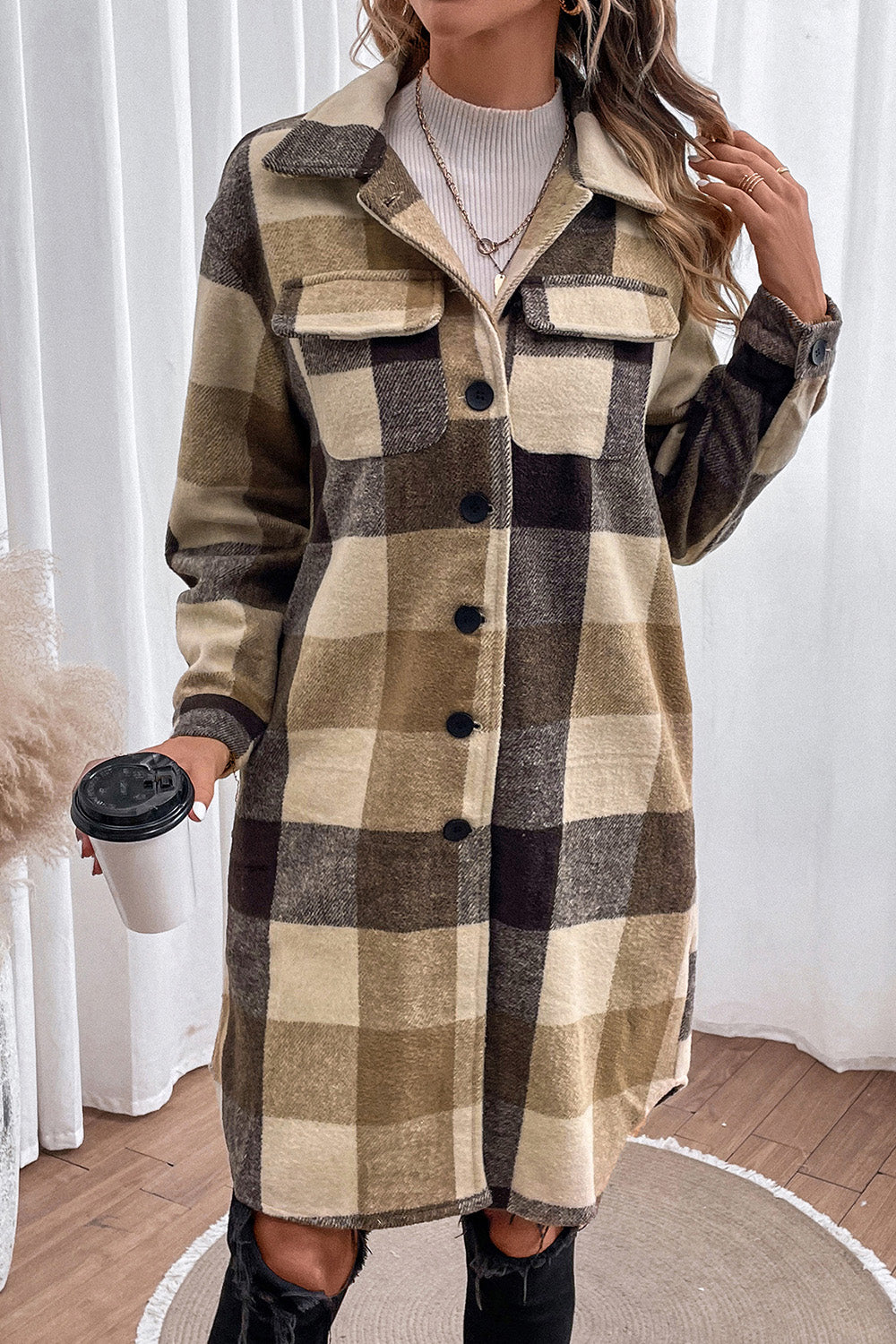 Plaid Button Down Longline Coat - Body By J'ne