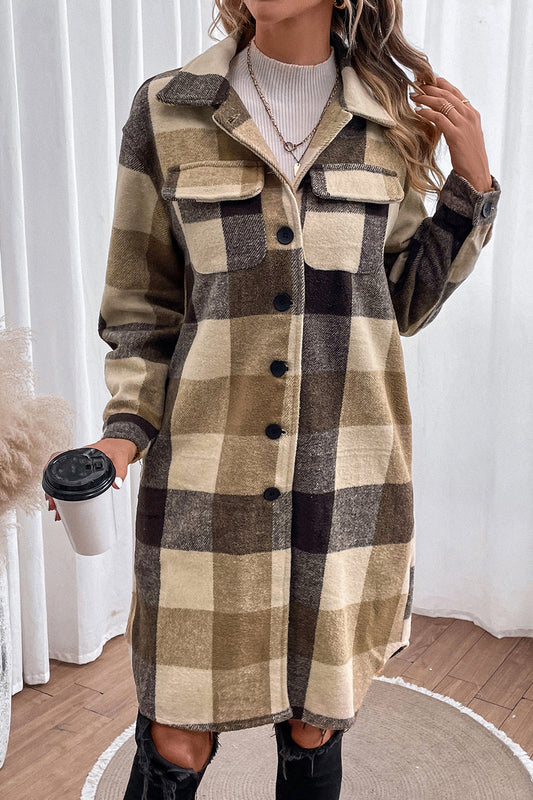 Plaid Button Down Longline Coat - Body By J'ne