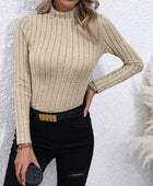 Mock Neck Long Sleeve Knit Top - Body By J'ne