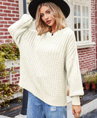 Ribbed Drop Shoulder Lantern Sleeve Sweater - Body By J'ne