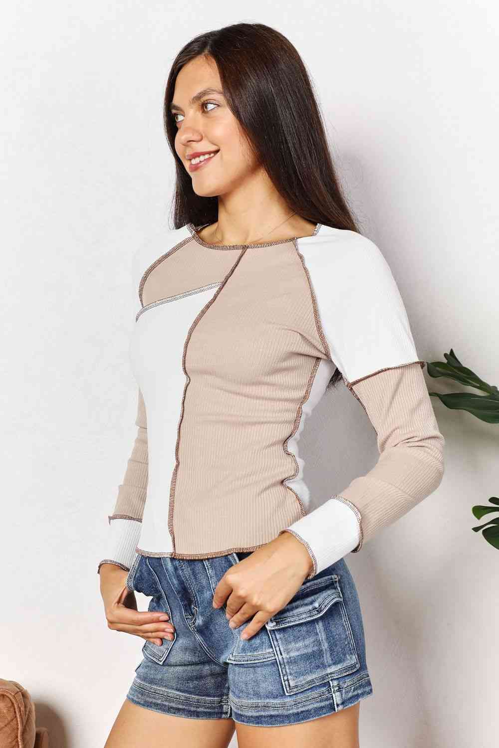 Color Block Exposed Seam Top - Body By J'ne