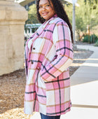 Full Size Plaid Button Up Lapel Collar Coat - Body By J'ne