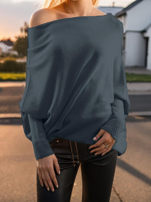 Texture Round Neck Long Sleeve Sweater - Body By J'ne