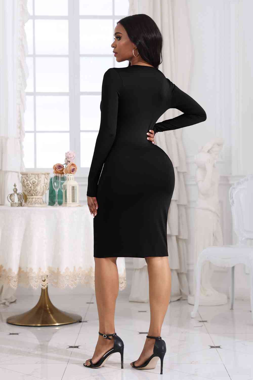 Cutout Twisted Long Sleeve Dress - Body By J'ne