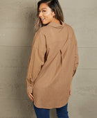 Dropped Shoulder Collared High-Low Shirt - Body By J'ne