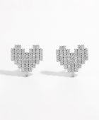 925 Sterling Silver Inlaid Zircon Heart Stud Earrings - Body By J'ne