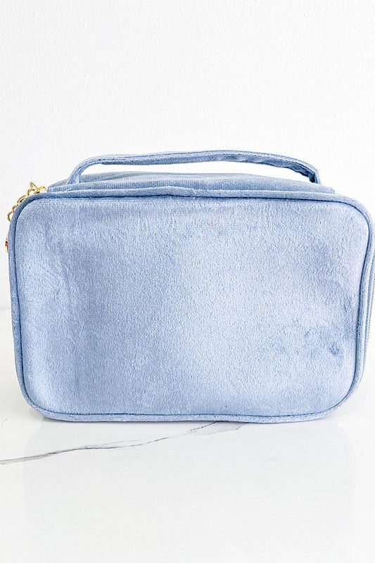 Sylvie Blue Fabric Cosmetic Bag - Body By J'ne