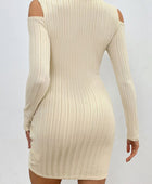 Ribbed Turtleneck Cold Shoulder Long Sleeve Mini Dress - Body By J'ne