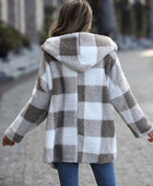 Plaid Open Front Hooded Coat - Body By J'ne