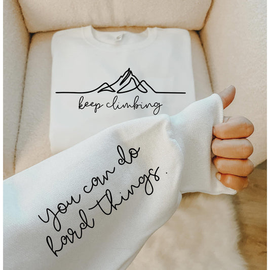 Keep Climbing With Sleeve Accent Sweatshirt - Body By J'ne