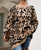 Leopard Round Neck Tunic Sweater - Body By J'ne