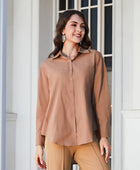 Dropped Shoulder Collared High-Low Shirt - Body By J'ne