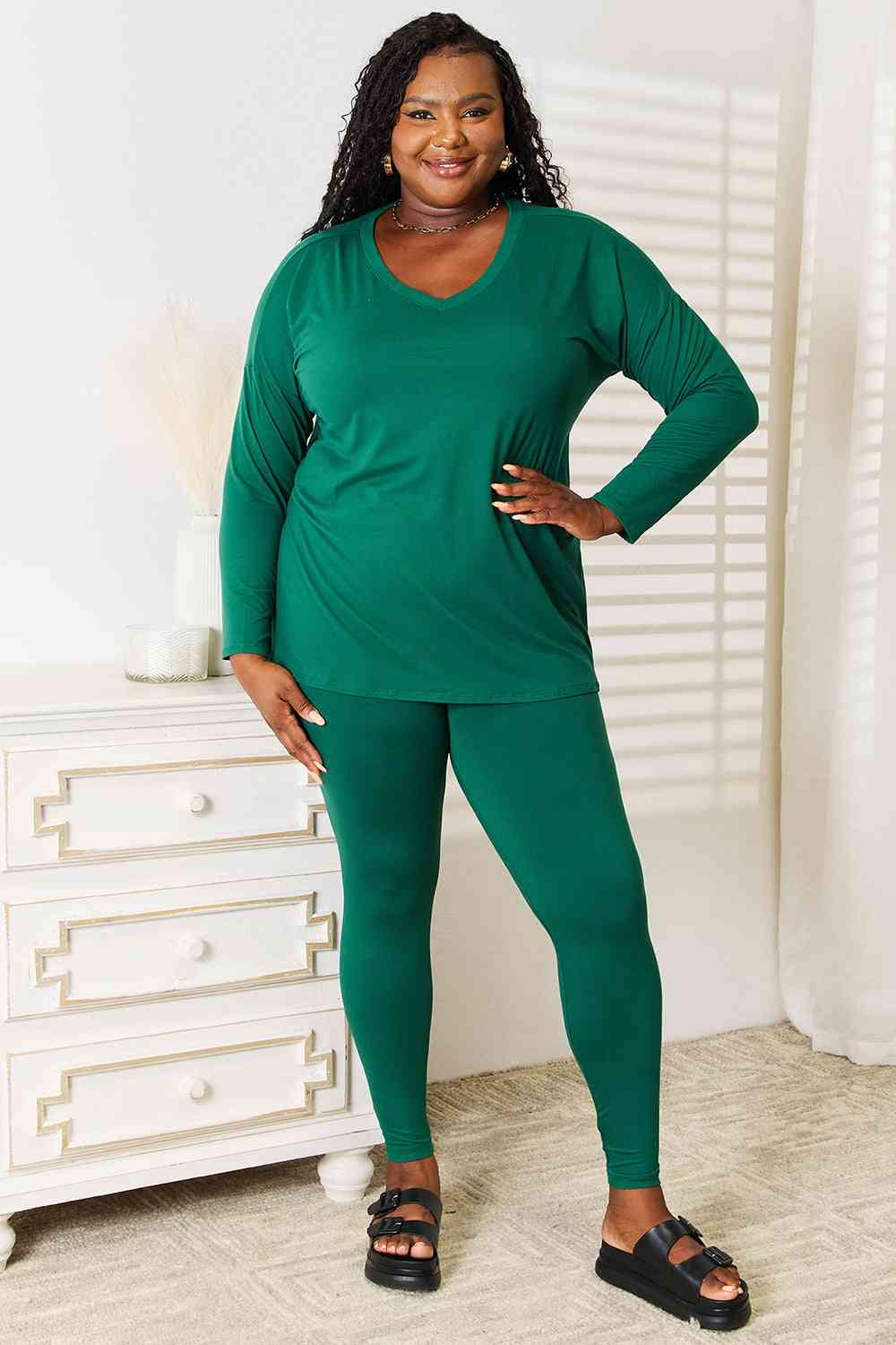 Lazy Days Full Size Long Sleeve Top and Leggings Set - Body By J'ne